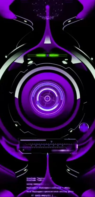 Futuristic neon tech design with purple digital loops.