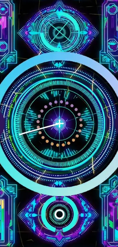 Futuristic neon tech wallpaper design