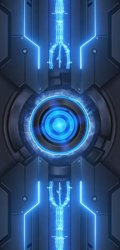 Futuristic neon tech pattern with glowing blue center.