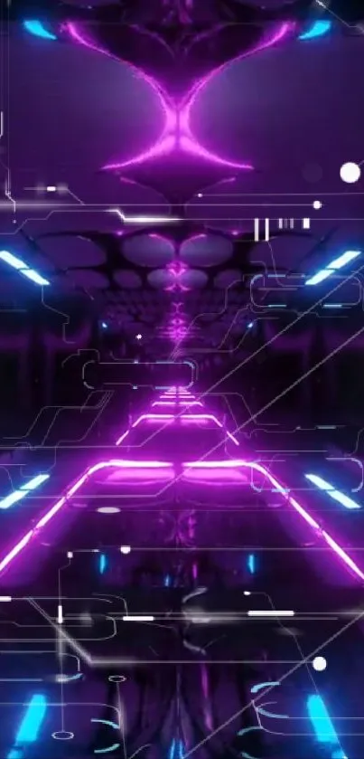 Futuristic neon tech wallpaper with digital elements.