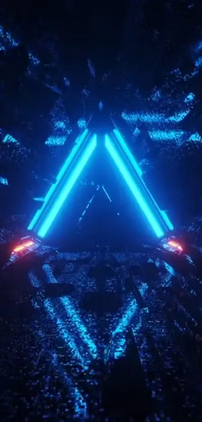 Futuristic neon triangle design in digital art wallpaper.