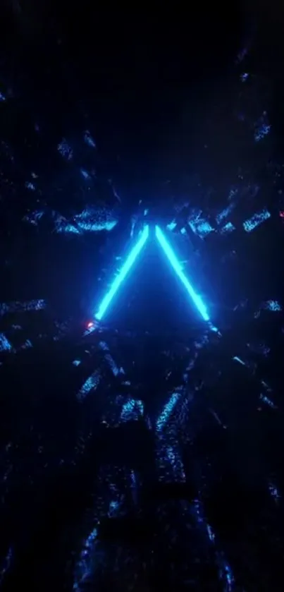 Futuristic neon blue triangle wallpaper.