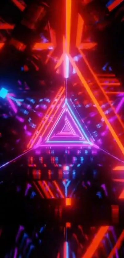 Futuristic neon triangle wallpaper with vibrant colors.