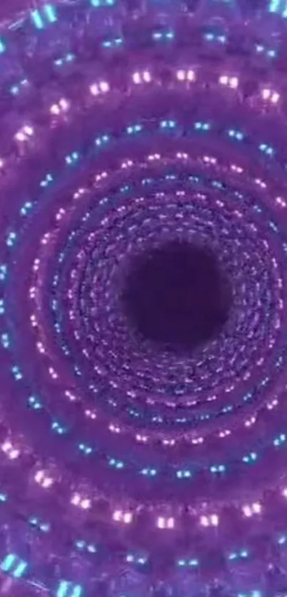 Futuristic neon tunnel with purple and blue lights.