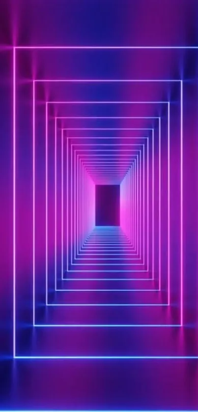 Futuristic neon tunnel wallpaper with vibrant shades of pink and blue.