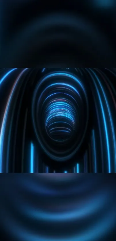 Futuristic neon tunnel wallpaper with glowing blue lines.