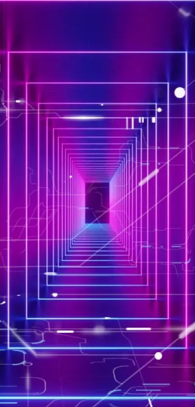 Futuristic neon tunnel with vibrant colors and geometric patterns.