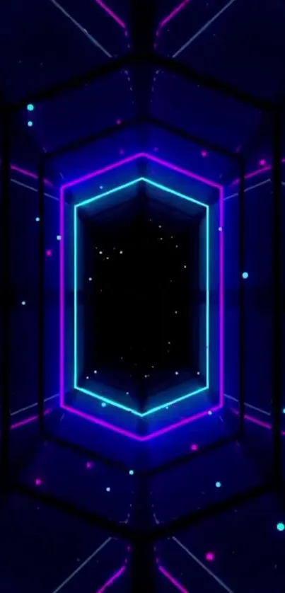 Futuristic neon tunnel wallpaper with vibrant geometric patterns.