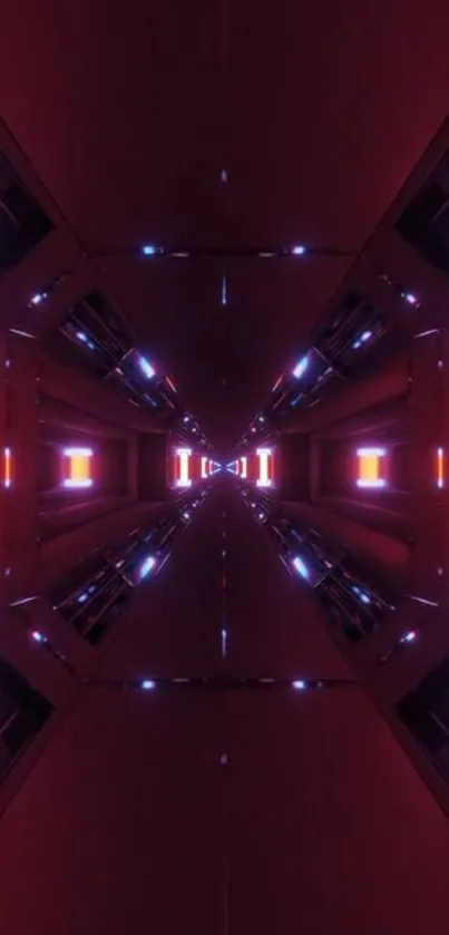 Futuristic neon tunnel with vibrant magenta hues.