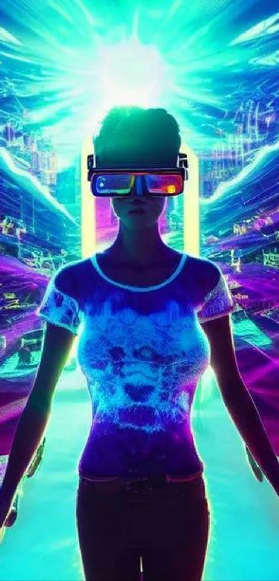 Neon futuristic wallpaper with VR theme.