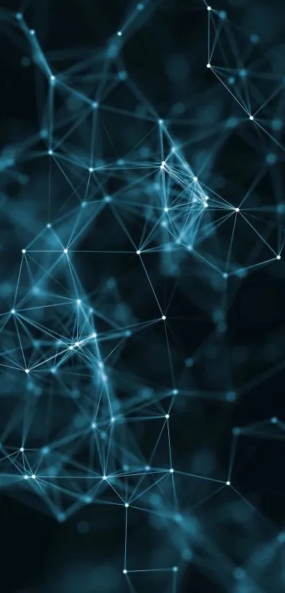 Futuristic geometric network wallpaper in teal with connected nodes.