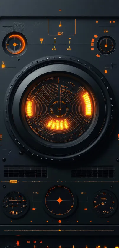 Futuristic orange radar display wallpaper.