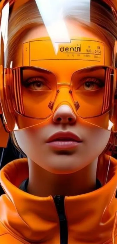 Futuristic orange-themed mobile wallpaper featuring tech design.