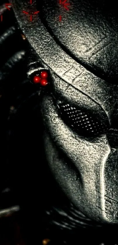 Predator helmet artwork with dark background.