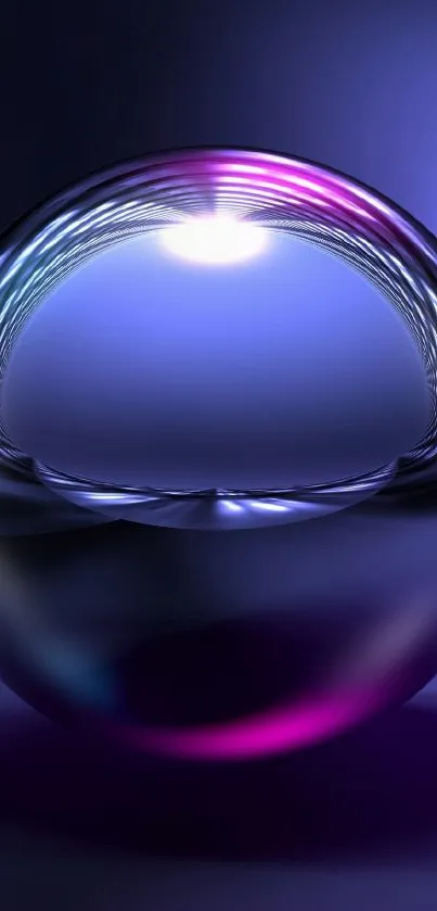 Purple and blue glass orb with soft light reflections.