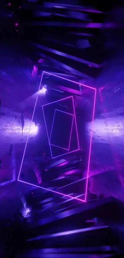 Futuristic purple and pink neon geometric wallpaper.