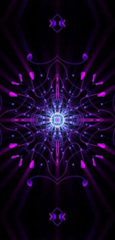 Futuristic purple neon pattern mobile wallpaper.