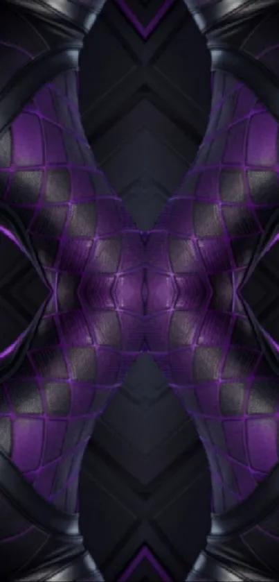 Futuristic purple geometric pattern wallpaper with abstract design.