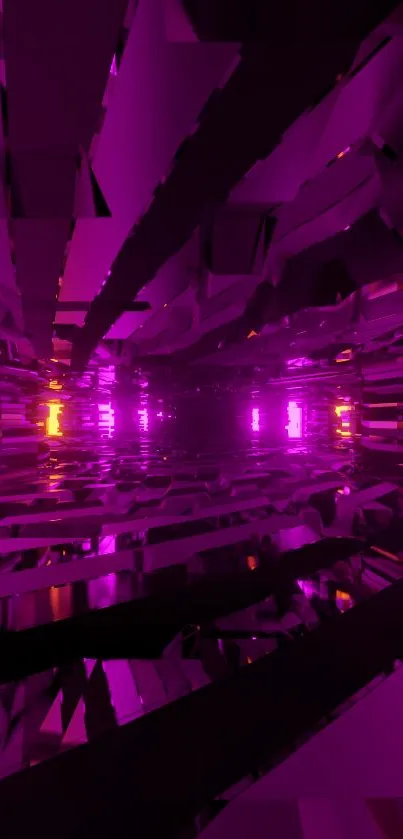 Futuristic tunnel with vibrant purple light.