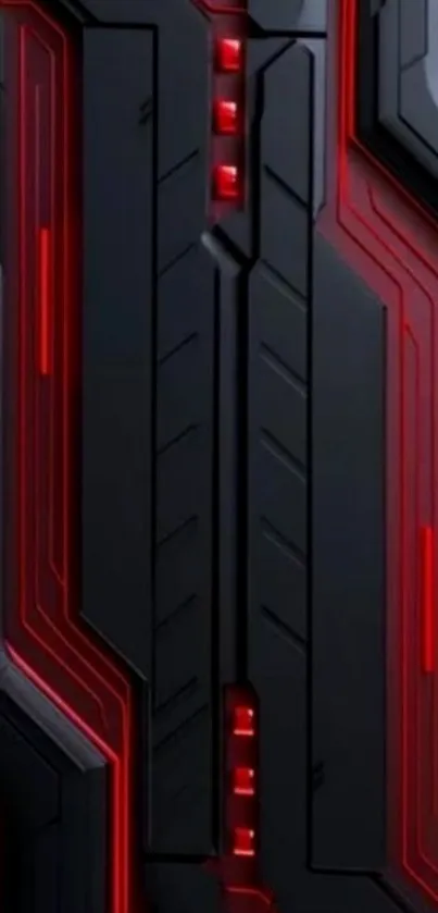 Futuristic red and black abstract tech wallpaper.