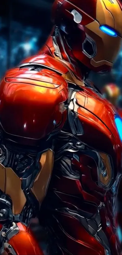 Red and gold futuristic armor suit