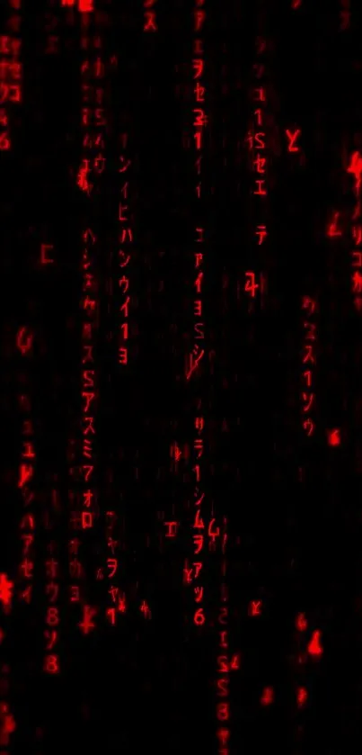 Red code pattern on a black wallpaper, perfect for tech themes.