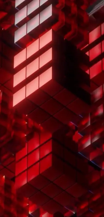 3D futuristic red cubes wallpaper design