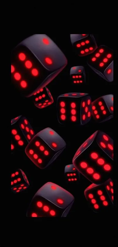 Futuristic red glowing dice on black background wallpaper.