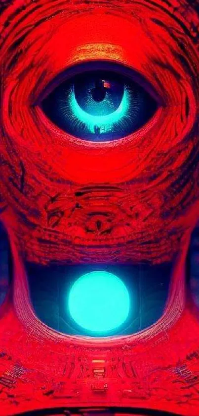 Futuristic red eye artwork with vibrant design for mobile wallpaper.