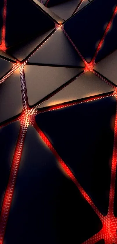 Futuristic abstract red geometric design on a dark background for mobile wallpaper.