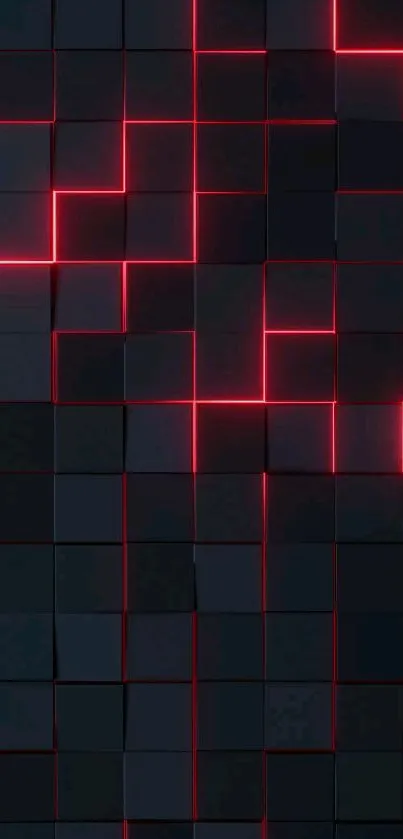 Futuristic black and red grid mobile wallpaper