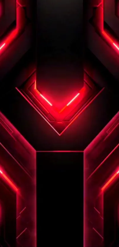 Futuristic red neon geometric wallpaper design.