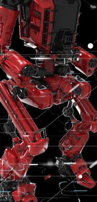 Futuristic red robot with mechanical details.