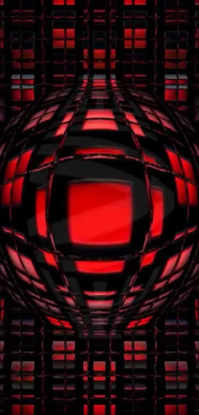 Futuristic red and black abstract sphere design.