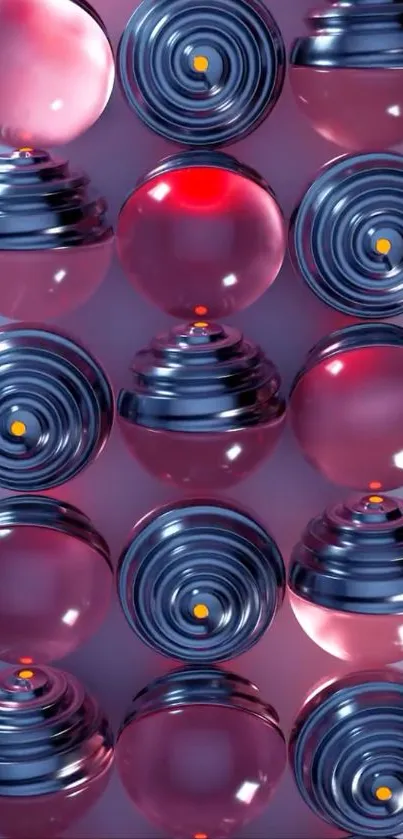 Futuristic red spheres with metallic details.