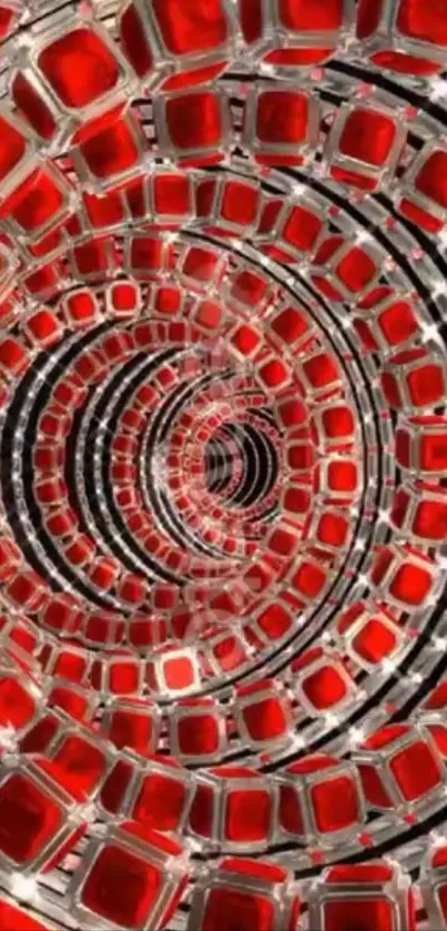 Dynamic red spiral futuristic art wallpaper.