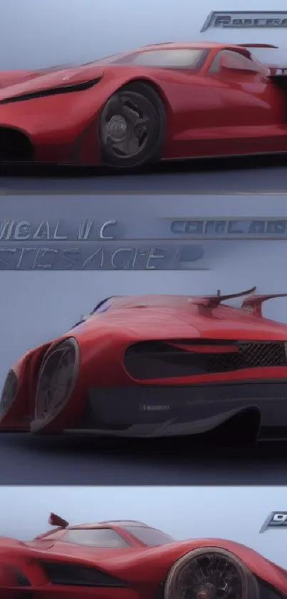 Futuristic red sports car with aerodynamic design.