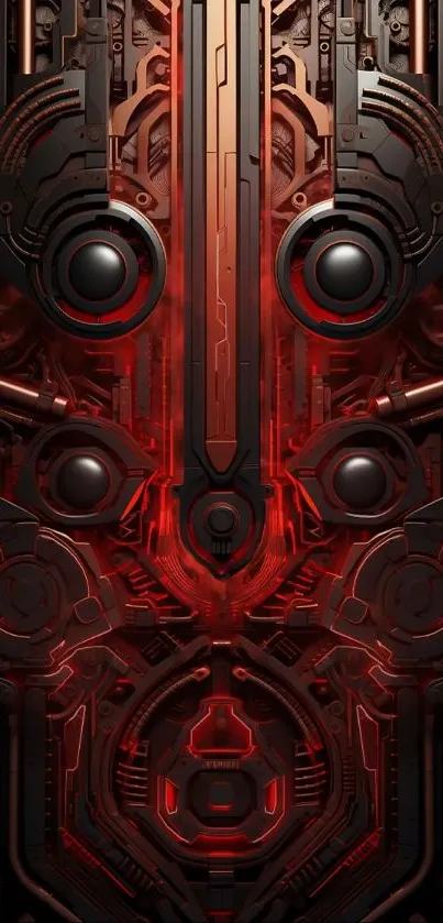 Futuristic tech-inspired wallpaper with red and black tones.