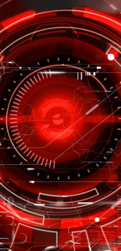 Futuristic red tech wallpaper with glowing digital design.