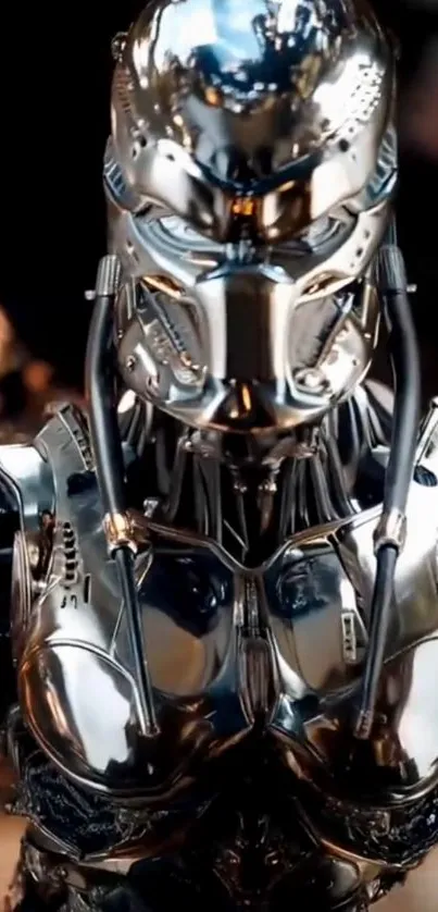 Futuristic robotic armor with detailed design.