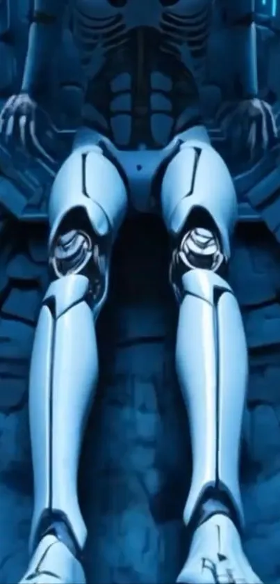 Futuristic robot design with blue tones.