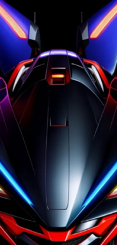 Futuristic robot-themed mobile wallpaper with red, blue, and black colors.