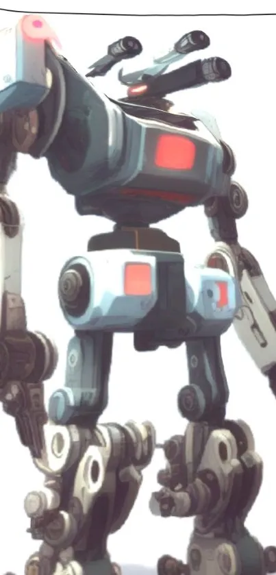 Futuristic robot with intricate design on light gray background.