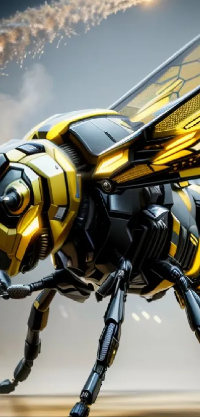 Futuristic robotic bee with detailed design