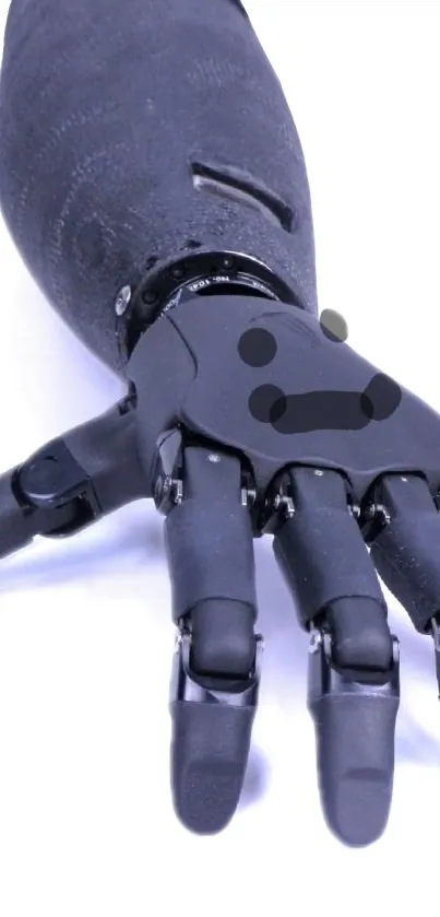 Futuristic black robotic hand design.