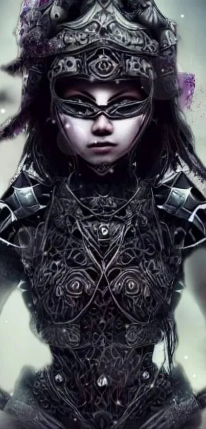 Intricate futuristic samurai warrior art wallpaper.