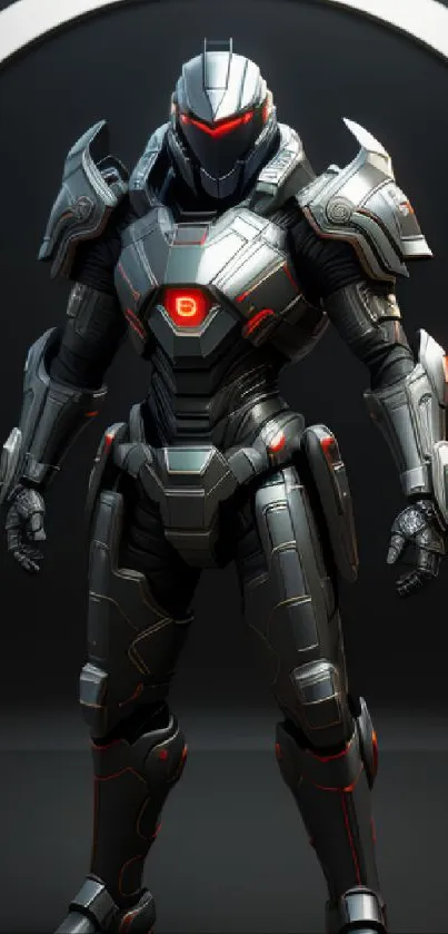 Futuristic sci-fi armor with sleek design in dark gray tones.