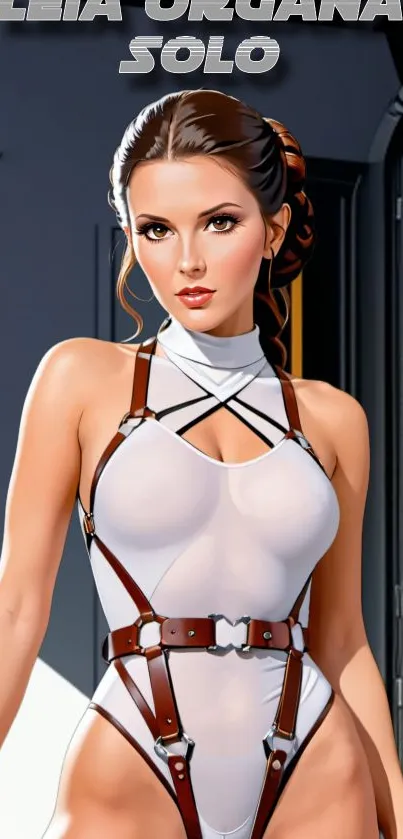 Sci-fi themed female character illustration in futuristic attire.