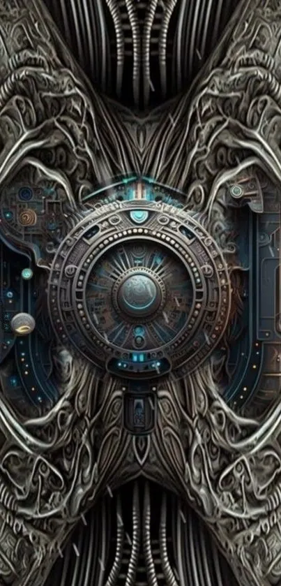 Futuristic sci-fi circuit design wallpaper with intricate details.