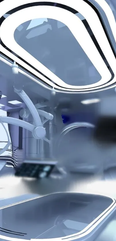 Futuristic sci-fi interior with advanced technology design.